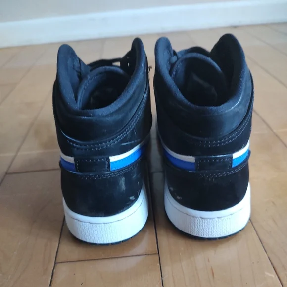 Nike Air Jordan 1 Mid Black and White with Racer Blue Accents - Picture 6 of 13